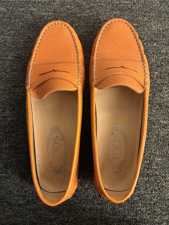 Tods Leather Loafers, Size 38, Orange, Gently Used - Picture 2 of 5